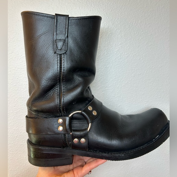 DOUBLE - H Square Toe Harness Motorcycle Boots, Black Leather, Men’s 12 2E Wide - Picture 1 of 12